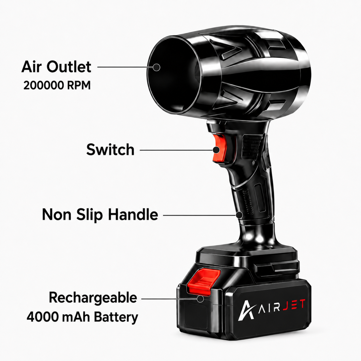 AIRJET™ Ultra-Powerful 200,000 RPM Cordless JETGUN For Cars, Bike, Home, PCs & Keyboard