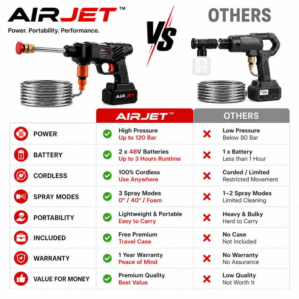 AIRJET™ PRO Portable Pressure Washer | 2 Batteries | Free Travel Case