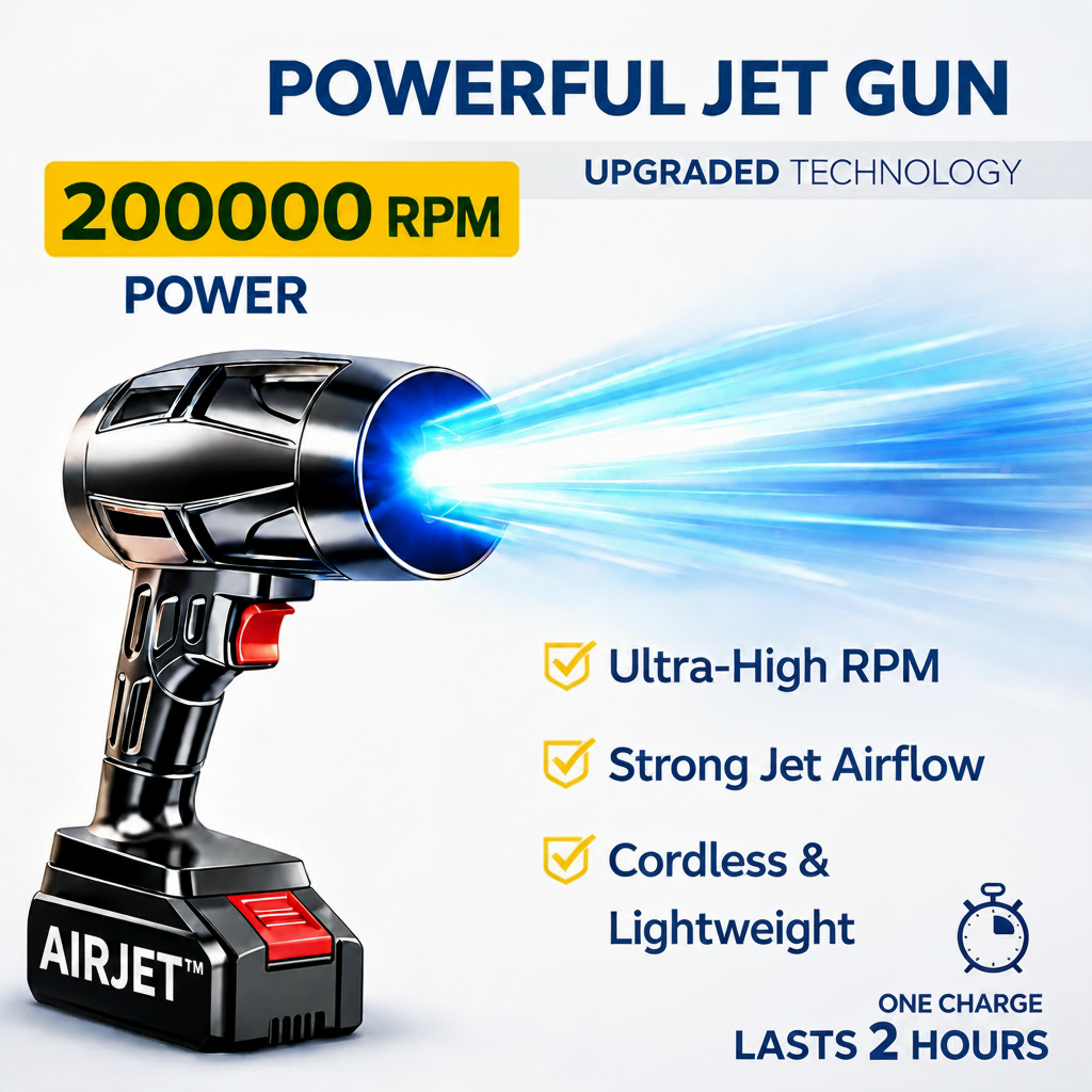 AIRJET™ 200000 RPM Cordless SUPER POWER JET GUN | 1-Year Warranty | For Cars, Home, PC & Outdoor Cleaning