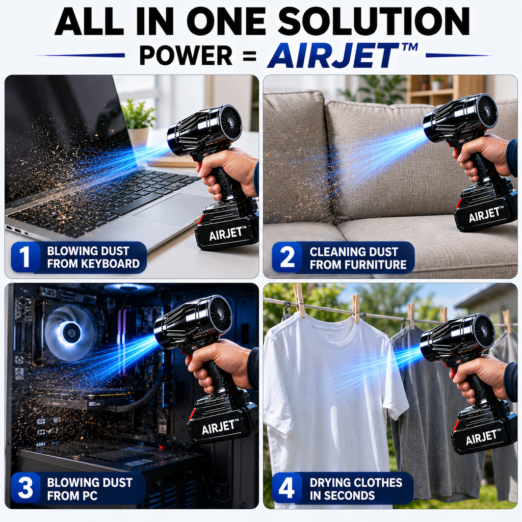 AIRJET™ 200000 RPM Cordless SUPER POWER JET GUN | 1-Year Warranty | For Cars, Home, PC & Outdoor Cleaning