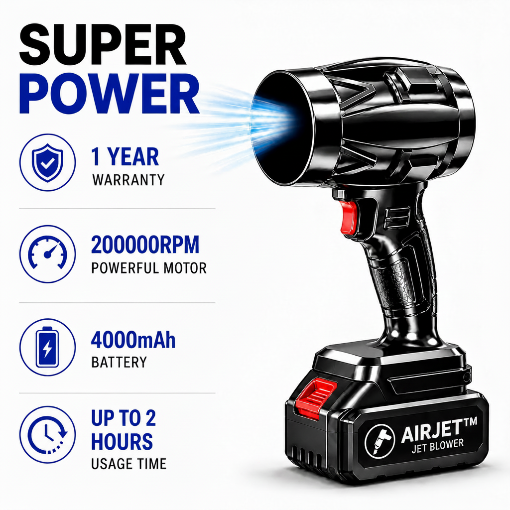 AIRJET™ 200000 RPM Cordless SUPER POWER JET GUN | 1-Year Warranty | For Cars, Home, PC & Outdoor Cleaning